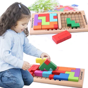Dječji Drveni 3D Puzzle Inteligentno Razmišljanje Igra na Kubni Blokovi Skupština Puzzle Drvene Montessori Dječji Razvojne Igračke