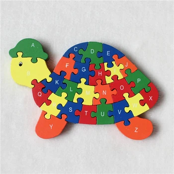 Drvena 3D Puzzle Razvojne Igračke Životinje Slon, Krava Dinosaur Puzzle Drvene Igračke Dječji Brojke i Slova Abecede Edukativne Igračke