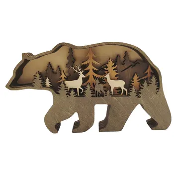 Drvene Životinja Kip Medvjeda Kreativnost Medvjed Obrt Ured Uređenje Doma Obrt Božićni Poklon Sjeverni Šuma Sjeverni Medvjed Ukras