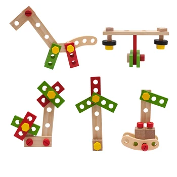 Drveni Set Alata Montessori Igračke za Djecu od 2 do 6 Godina Igranje Uloga Skup Zgrade Igračaka Razvija Igračka za Djecu Dječaci Djevojčice