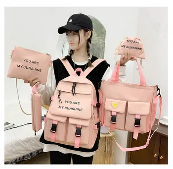 Fengdong 5 kom./compl. školski ruksak za djevojaka, torba na ramenu, skup studentski ruksaci, školski ruksak za djevojčice, dječje torba za knjige
