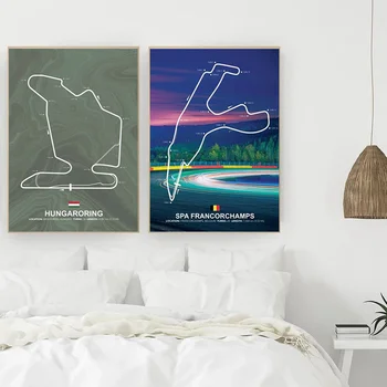 Formula 1 Nurburgring Monako Imola Stazi Circuit Platnu F1 Plakata i Grafika Zidni Umjetničke Slike Dnevni boravak Kućni Dekor