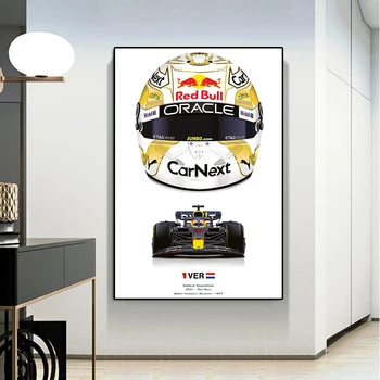 Formula Grand Prix Šampion Ферстаппен Utrke Poster Ispis Klasicni Kaciga Ilustracija Леклерк Platnu Wall Art Dekor Sobe