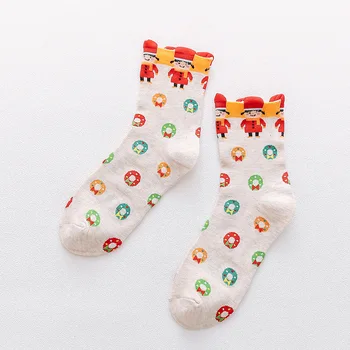 HSS Marke Ženske pamučne žakard čarape s likovima iz crtića, Nova slatka božićna ženske čarape sa surround uzorkom