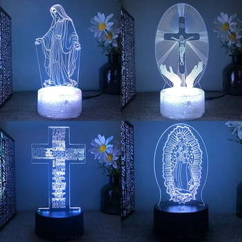 Isus 3d led lampa za spavaće sobe, noćne svjetiljke, što je kršćanski, avatar, Biblija, Blažena Djevica, dekoracija za sobu, dar, luces