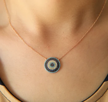 Jednostavne geometrijske turski nakit uroke Rose gold 925 sterling srebra Disco Disk Cijele cz ogrlica