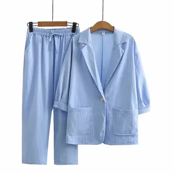 Jesen slobodan odijelo 2022 godine, jakna + hlače, komplet od 2 predmeta, kvalitetna ženska casual i udobne odjeće velike veličine 3Xl-5Xl