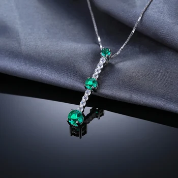 JewelryPalace Cijele Imitacija Zelenog Изумруда 3 Kamena 925 Sterling Srebra Privjesak Ogrlice za Žene Modni Nakit Bez Lanca