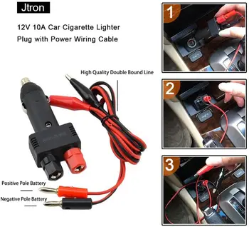 Jtron® Dc 12v 10a Utikač za upaljač s priključkom za napajanje Kabel cesta za primanje hrane Crni kabel za napajanje za inverter