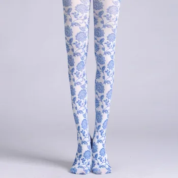 Kineski plavo-bijele Hulahopke s po cijeloj površini, Čarape, Hulahopke u stilu Лолиты, Bijele Hulahopke, Novi dolazak 2020 godine, Direktna isporuka