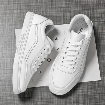 Klasična bijela trend Muške Casual cipele Kvalitetne, Udobne Kožne Mekane Tenisice, Velike Dimenzije, Par, Jednostavno Đonovi cipele