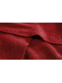 Komplet od 2 predmeta, Kratko i Starinski Crveni Džemper sa V-izrez, Pulover + Suknje sa Volanima i Visoka Struka, Ženske Korejski Jesen Elegantne Nove Kostime 2022