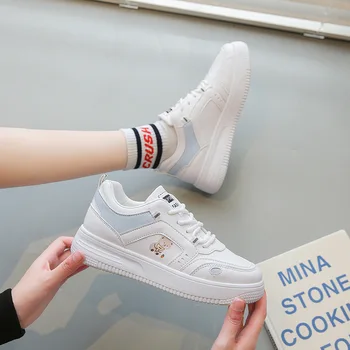 Korejski Ženske Bijele cipele; Proljeće 2022 godine; Novi Modni Prozračna Casual Sportske Obuće; Ženska Đonovi cipele Za Trčanje; Zapatos De Mujer
