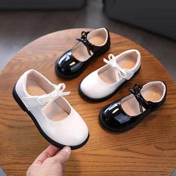 Kožne cipele za djevojčice, crnci modeliranje cipele za školsku djecu, dječje cipele Princeza za proljeće-jesen, crnci, bijeli, 2, 3, 4, 5, 6, 7, 8 godina