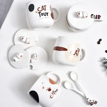 Kreativna Slatka mačka Šalice, Šalicu za Kavu, Kreativno Šalica za Kavu, Šalice za Čaj s Mlijekom, stakleno Keramička Kavu Porculan Šalica za Čaj, Dar
