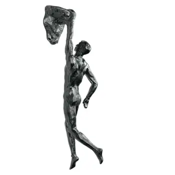 Kreativni Penjanje Osoba Smole Željezne Žice Zidni Dekor Kip Kreativni Retro Dar Figurice Skulptura Ukras R8M7