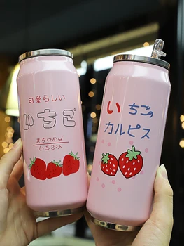 Kreativni Sus304 Nehrđajućeg Čelika Japan Sok Candy Boja Piće Banke Termos Prijenosni Unisex Studenti Identitet Moda Slama Šalica