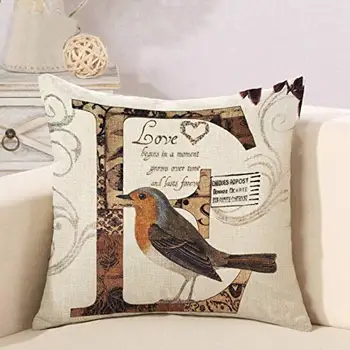 Lanena jastučnica s po cijeloj površini ptice u obliku slova, torbica za диванной jastuci, ukras za dom, možete konfigurirati za vas 40x40 torba 50x50 60x60