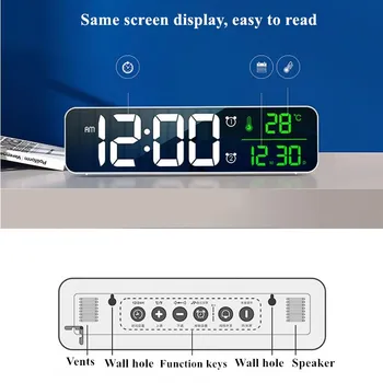 LED Digitalni sat za Alarm Ponovi Temperature Datum Zaslon USB Stolne Trake Ogledalo Led Satovi za Uređenje Dnevnog boravka