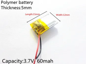 Li-Po 3,7 V, 60 mah, 501215 PLIB; polymer li-ion/li-ion baterija za GPS, mp3, mp4, mp5, dvd, model igračke