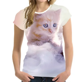 Ljetna majica sa 3D Ispis Životinja Mačka, Ženska Moda Svakodnevni Ulični Odjeća 2021, Novi Trend Odijevanje