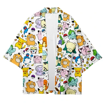 Majica s likovima iz crtića i Vjetrom, Tkanja od Perja, Muške/Ženske Bluze s Otvorenim Liniju, Donje Ljetno Солнцезащитное Kaput svoj animirani Kimono Mujer
