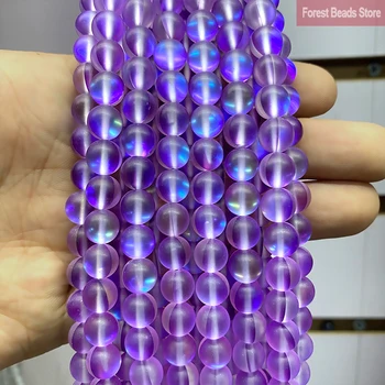 Mat Austrijski Crystal Sjaj Ljubičasta Mjesečev Kamen Okrugle Perle DIY Narukvica i Ogrlica za Izradu Nakita 15 
