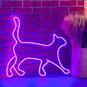 Mačka Crtani Neonska Reklama Led Svjetlo Korisničko Svjetlo Večernje Osnovna Dječja Soba Angažman Kućni Ljubimac Uređenje Zidova Poklon