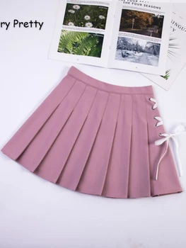 Merry Pretty Ženska Monotono плиссированная suknja čipka-up, suknja veličina Plus S-2XL, 2020, Jesenski Mini-suknja s visokim Strukom, lijepa, Elegantna suknja za djevojčice