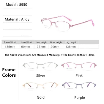 Metalni Sklopivi Prijenosni Rimless Za naočale, Ženska polovica rimless Šarmantan udobne naočale Mogu biti Opremljen optičkim poena 8950