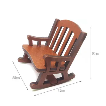 Mini-stolica za ljuljanje 1:12 Drveni Stolac za ljuljanje lutkine Stolica Minijaturni Model Namještaja Kuća Lutaka Igračka Poklon Pribor Za Lutke