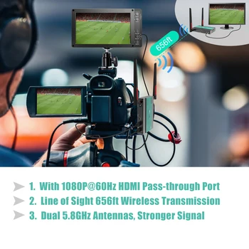 Mirabox Bežični HDMI Predajnik i prijemnik za TV Kamere, 5,8 Ghz 200 m 1080 P Bežični HDMI Produžni kabel Komplet s infracrvenim daljinskim upravljačem