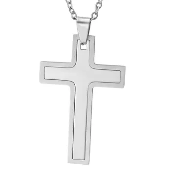 Moda Od Nehrđajućeg Čelika Dva Križa Privjesak Vjerski Nakit Ogrlica 20 