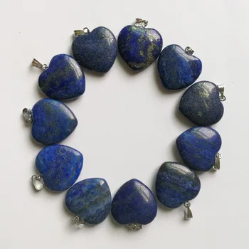 Moda prirodni kamen lapis lazuli srce privjesci privjesak za izradu nakita Lanca i Ogrlice intimne pribor 20 mm 12 kom./lot Besplatna dostava