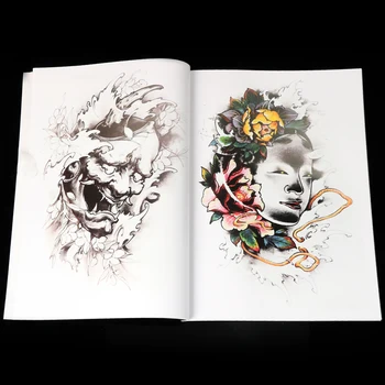 Nova Knjiga Tetovaže Formata A4 S Uzorkom Dug Cvijet Tigar Bog Riba Zmaj Boja Crna Rukopis Tradicionalni Kineski Album Body art