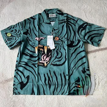 Nova Plava Košulja WACKO MARIA S po cijeloj površini Tigar, Muška I Ženska Visokokvalitetna Havajski Plaža Majica, Majica Kratkih Rukava