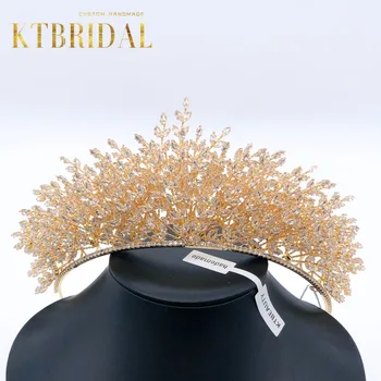 Nova Tijara i Kruna Lucury Vjenčanje 3D pokrivala za Glavu u obliku Krune Za Zurke, Bala, Moderan Dizajn, KTBRIDAL, Ženski Svadbeni Dar za vjenčanje, Vjenčanje Pribor