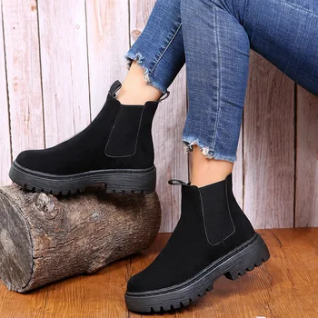 Nove ženske zimske čizme, Modni ravnici Udobne Čizme na platformu, ulica Vodootporne cipele bez spojnica, Botas Femininas