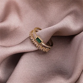 Novi korejski Klasicni Zeleni двухслойное prsten s цирконием, moderan jednostavan višenamjenski otvoren prsten elegantne ženske svadbeni nakit, poklon