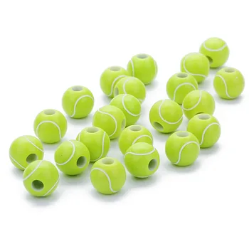 Novi Veleprodaja Sportske 50 kom 12 mm Zelene Akrilne Perle Teniska Loptica Razuporne Perle S Rupom 4 mm za Izradu Nakita od Narukvice 