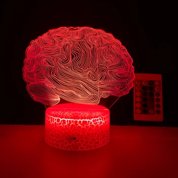 Oblik Mozga 3D Iluzija Lampa 7 Boja Promjena Dodirnog Prekidača Led noćno svjetlo Akril lampe Atmosfera Novost Rasvjeta