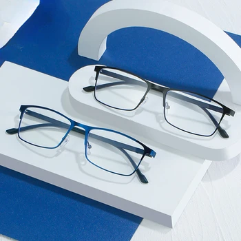 Od 0 -0,5 do -6,0 Anti-Plavih Svjetlosnih Bodova za Muškarce, Naočale u metalnom Ivicom s Kvadratnim Leće za Čitanje, Muške Naočale za Čitanje