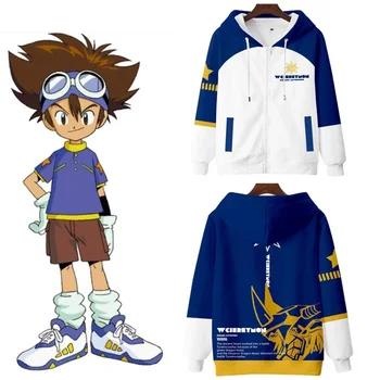 Od 3 do 14 godina Dječje Veste s kapuljačom Anime Digimon Adventure Majica s kapuljačom za dječake i djevojčice, Jakna s likovima iz crtića u stilu Харадзюку, Kaput, Dječja Odjeća