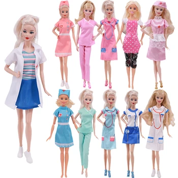 Odjeća Za lutke Barbie, Funky Uniforma medicinske Sestre/stjuardese, Komplet, Nova haljina, 11,8 cm, Lutke Barbie za djevojčice, 30 cm, BJD Lutke, Igračke Za Djevojčice