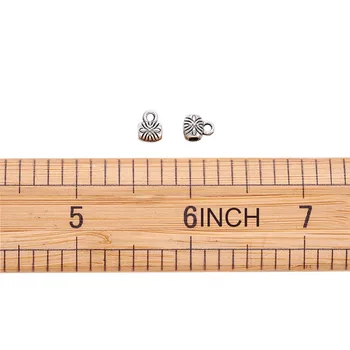 Pandahall 100 KOM 7x6 mm Starinski Srebrna Boja Stup Bure Vješalica u Tibet Stilu Veze Zalog Perle s Rupom 1,5 mm i 3 mm Nakit