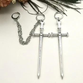 Par naušnica, lanac, naušnice s mačem - Naušnice-pljuska - Gotički naušnice - Jedinstveni naušnice ručni rad