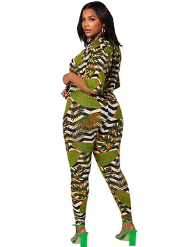 Poliester Дашики Tradicionalna Afrička Odjeća Set Od Dva Predmeta Ženske Uske Majice I Hlače S Po Cijeloj Površini U Afričkom Stilu Setove Afrička Odijevanje