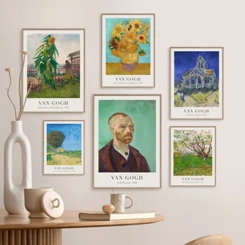 Portret Van Gogh, Zvjezdana Noć Suncokreti Zid Umjetnost Platnu Plakati na Скандинавскую temu I Grafike Zidne Slike Za uređenje Dnevnog boravka