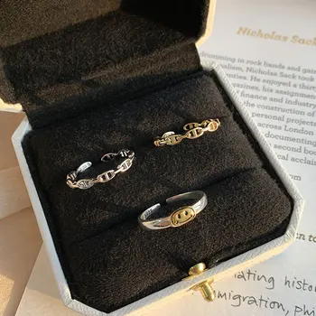 Posrebreni Prsten Za Žene Geometrijski Smiješak Nakit za Žene Vjenčanje Otvorene Prstenje Nakit