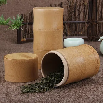 Prijenosni Bamboo Kanister Za Čaj Ručni Rad, Kutija Za Skladištenje Začina, Organizator Od Prirodnog Drveta, Sušeno Voće, Bambusa Cijev, Male Flaše, Limenke